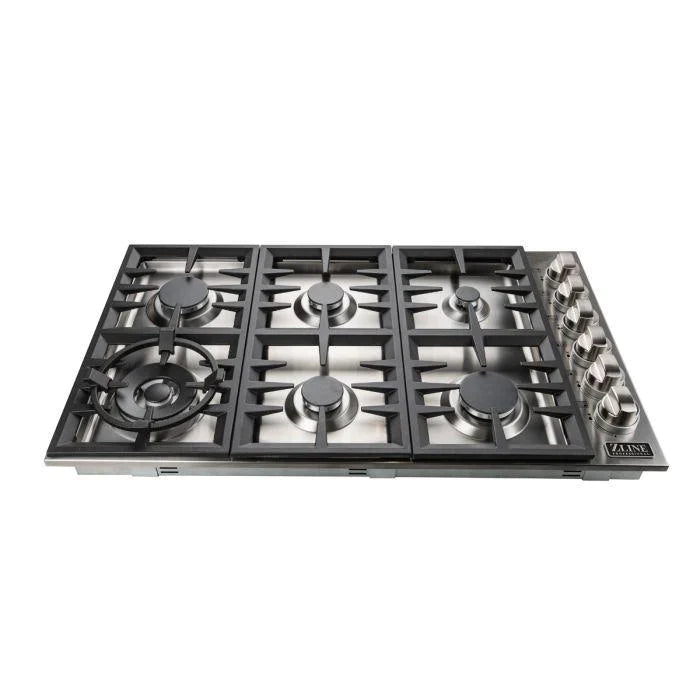 ZLINE 36 in. Stainless Steel Dropin Cooktop with 6 Gas Burners