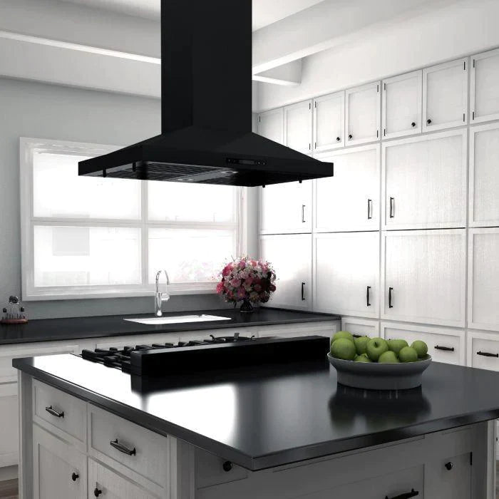 ZLINE Kitchen Package with 36" Black Stainless Steel Rangetop and 30" Double Wall Oven