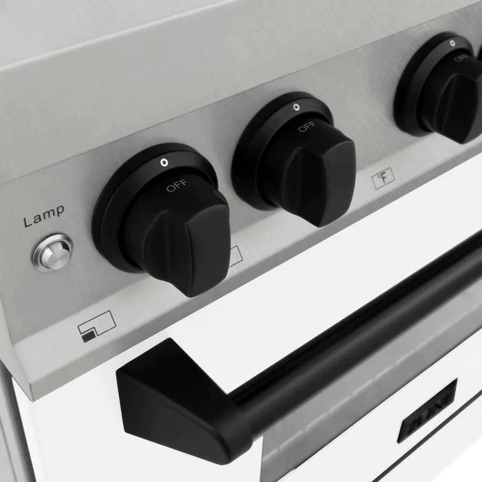 ZLINE Autograph Edition 48 in. 6.0 cu. ft. Range, Gas Stove/Electric Oven in DuraSnow® with White Matte Door, Matte Black Accents