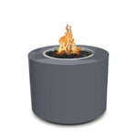 The Outdoor Plus Beverly Fire Pit in Grey Powder Coat with Flame on White Background 4