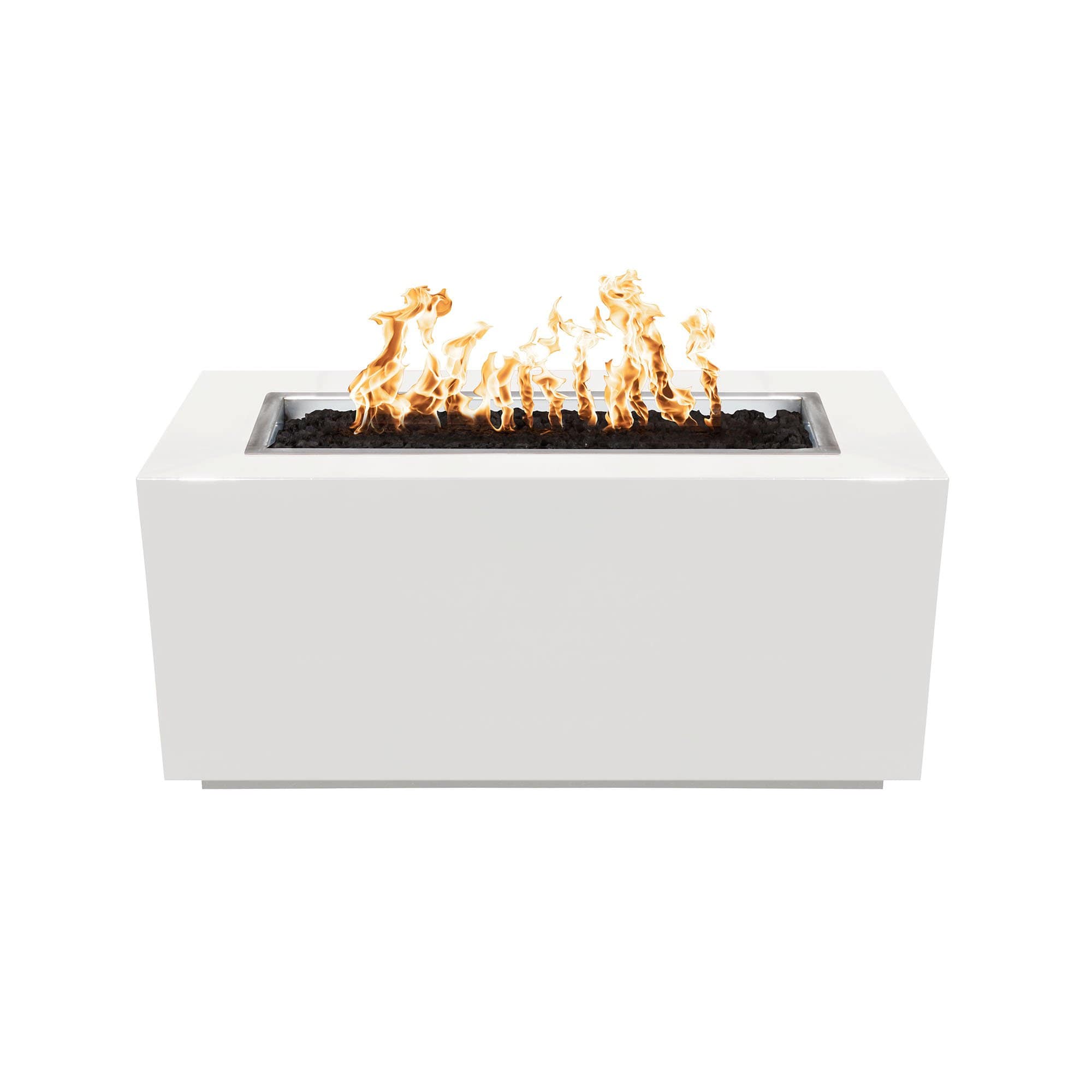 The Outdoor Plus Pismo Metal Fire Pit OPT-R4824PCR Fire Pit The Outdoor Plus White Powdercoat Electronic Ignition Natural Gas on a white background 1