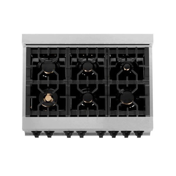 ZLINE Autograph Edition 36 in. 4.6 cu. ft. Range, Gas Stove/Electric Oven in DuraSnow® with White Matte Door, Matte Black Accents 8