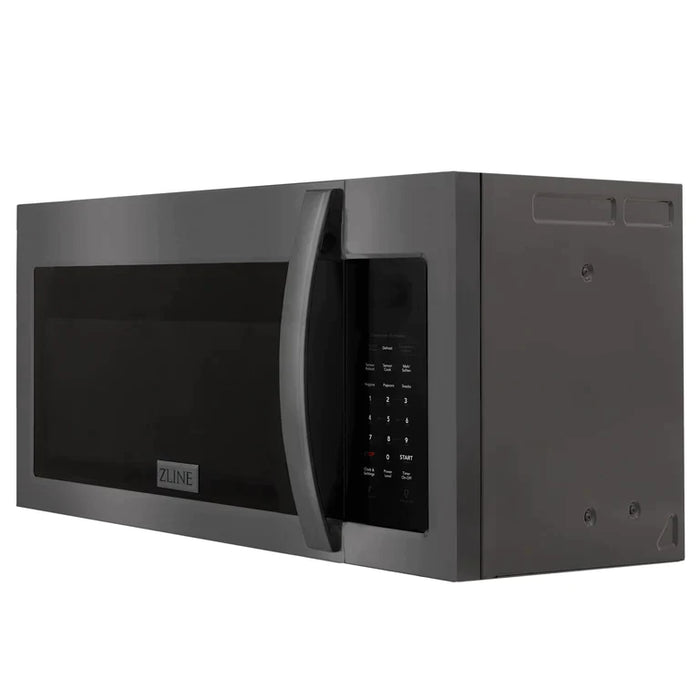 ZLINE Over the Range Convection Microwave Oven in Black Stainless Steel with Modern Handle and Sensor Cooking