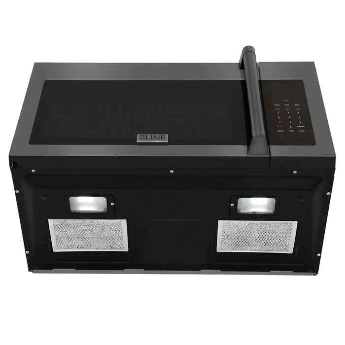 ZLINE Over the Range Convection Microwave Oven in Black Stainless Steel with Traditional Handle and Sensor Cooking