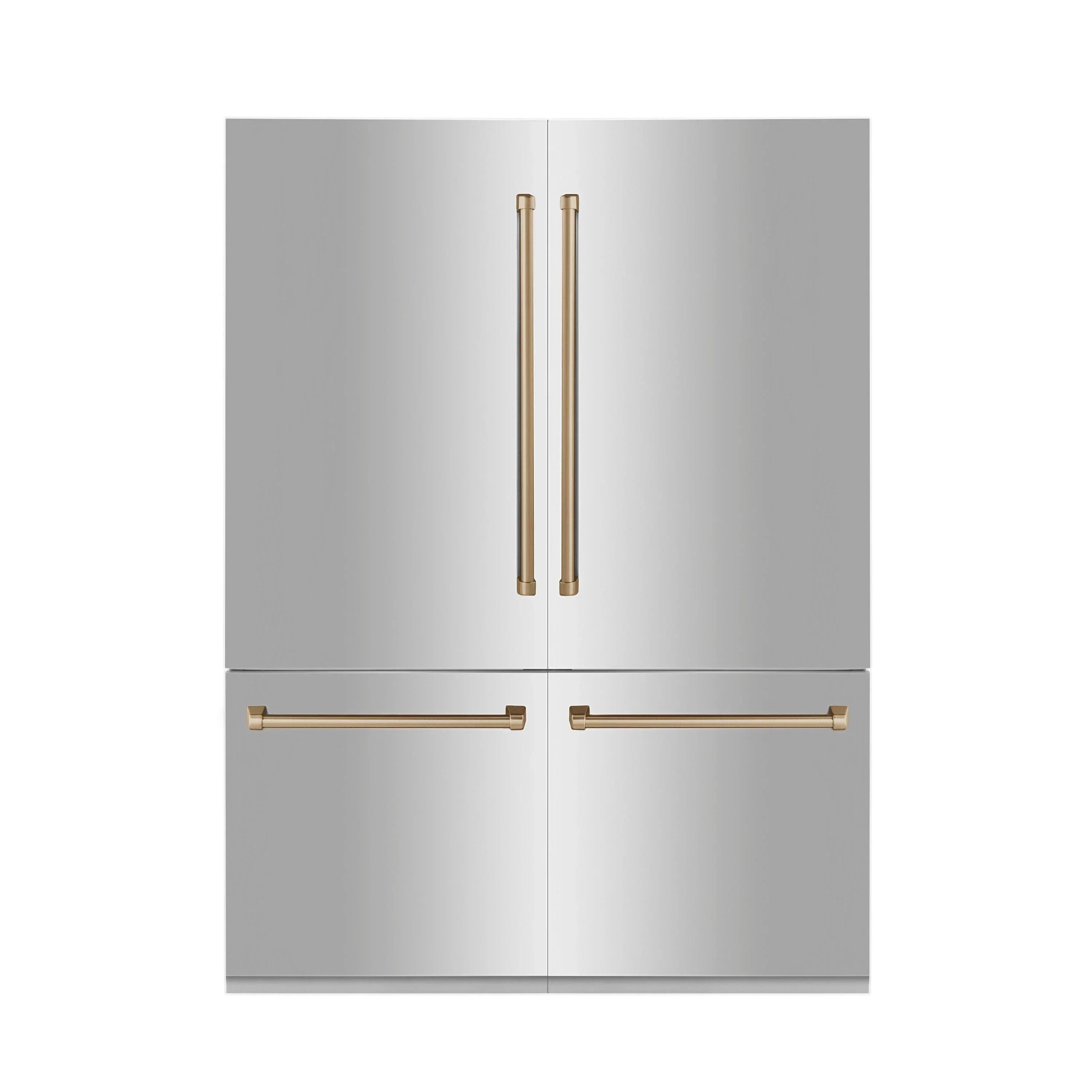 ZLINE Autograph 60 In. 32.2 cu. ft. Built-In 4-Door Refrigerator with Internal Water and Ice Dispenser in Stainless Steel and Bronze Accents 12