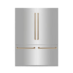 ZLINE Autograph 60 In. 32.2 cu. ft. Built-In 4-Door Refrigerator with Internal Water and Ice Dispenser in Stainless Steel and Bronze Accents 12