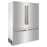 ZLINE Autograph 60 In. 32.2 cu. ft. Built-In 4-Door Refrigerator with Internal Water and Ice Dispenser in Stainless Steel and Bronze Accents 1
