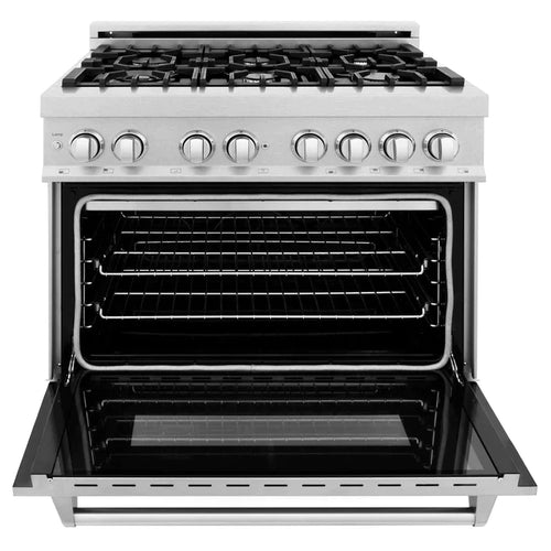 ZLINE 36 in. Professional Gas Burner/Electric Oven in DuraSnow® Stainless with DuraSnow® Stainless Door 2