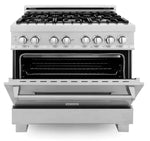 ZLINE 36 in. Professional Gas Burner/Electric Oven in DuraSnow® Stainless with DuraSnow® Stainless Door1