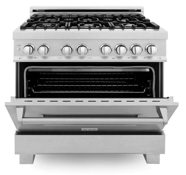 ZLINE 36 in. Professional Gas Burner/Electric Oven in DuraSnow® Stainless with DuraSnow® Stainless Door 1