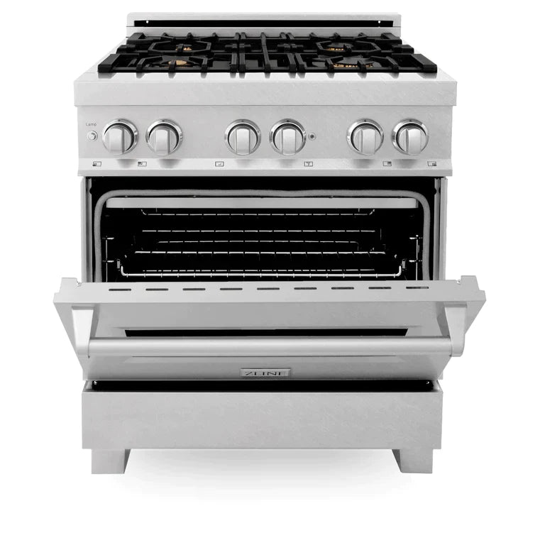 ZLINE 30 in. Professional Gas Burner/Electric Oven in DuraSnow® Stainless with Brass Burners
