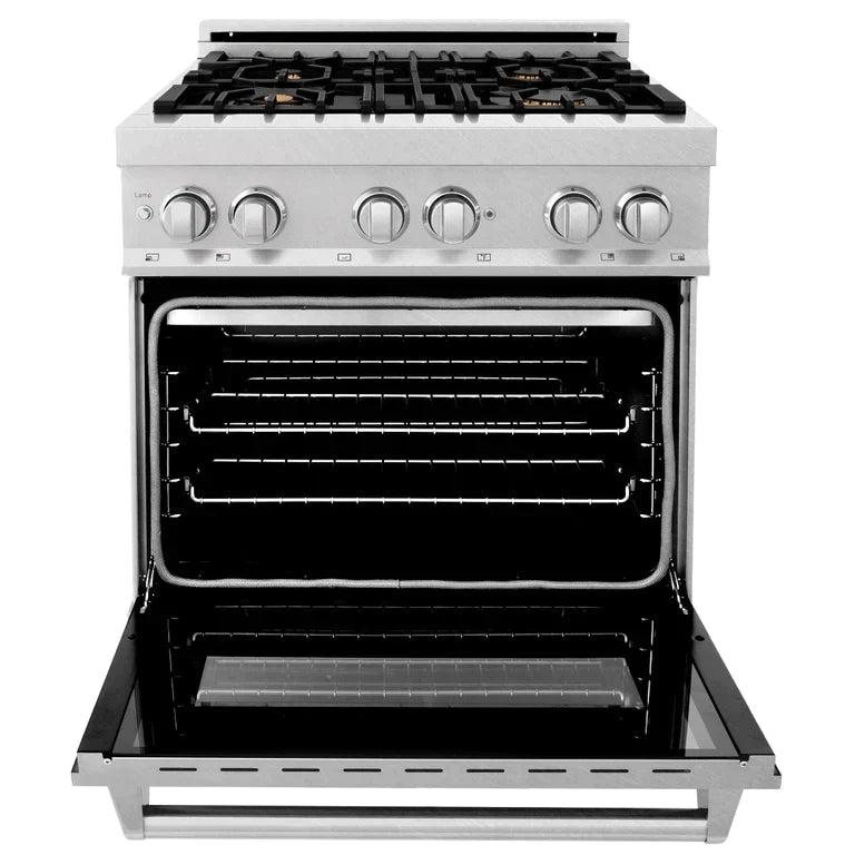 ZLINE 30 in. Professional Gas Burner/Electric Oven in DuraSnow® Stainless with Brass Burners