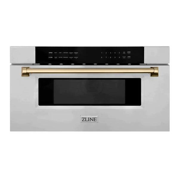 ZLINE Autograph 30 In. 1.2 cu. ft. Built-In Microwave Drawer In Stainless Steel With Champagne Bronze Accents 6