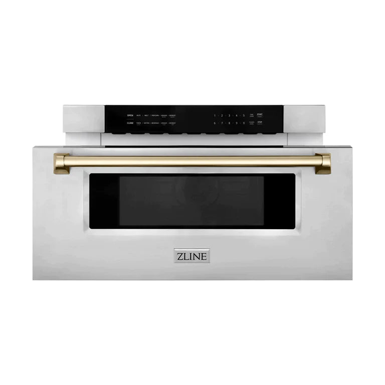 ZLINE Autograph 30 In. 1.2 cu. ft. Built-In Microwave Drawer In Stainless Steel With Gold Accents 3