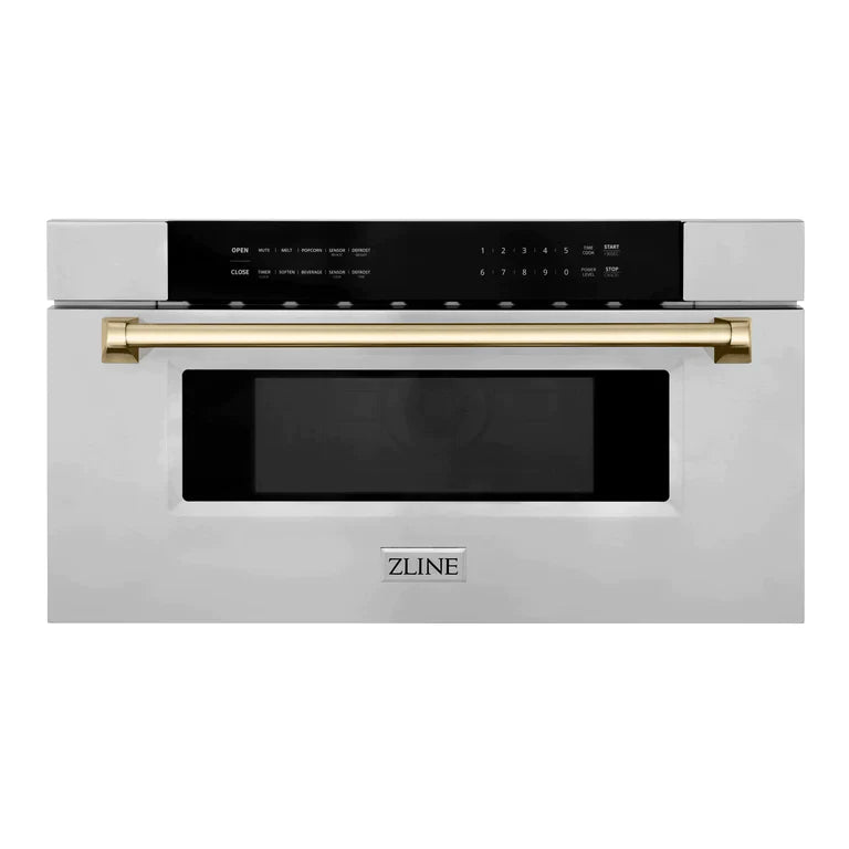 ZLINE Autograph 30 In. 1.2 cu. ft. Built-In Microwave Drawer In Stainless Steel With Gold Accents 7