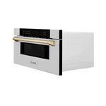 ZLINE Autograph 30 In. 1.2 cu. ft. Built-In Microwave Drawer In Stainless Steel With Gold Accents 1