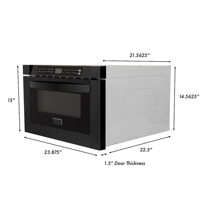 ZLINE 24 in. 1.2 Cu. Ft. Microwave Drawer In Black Stainless Steel