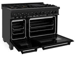 ZLINE 48 in. Professional Gas Burner/Gas Oven in Black Stainless with Brass Burners 4