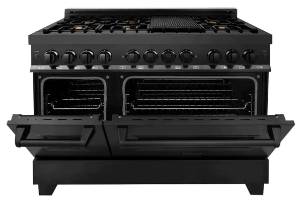ZLINE 48 in. Professional Gas Burner/Electric Oven in Black Stainless Steel with Brass Burners 15