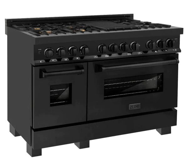 ZLINE 48 in. Professional Gas Burner/Electric Oven in Black Stainless Steel with Brass Burners 2