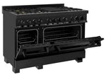 ZLINE 48 in. Professional Gas Burner/Electric Oven in Black Stainless Steel with Brass Burners5