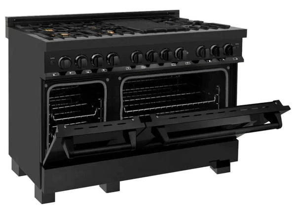 ZLINE 48 in. Professional Gas Burner/Electric Oven in Black Stainless Steel with Brass Burners 5