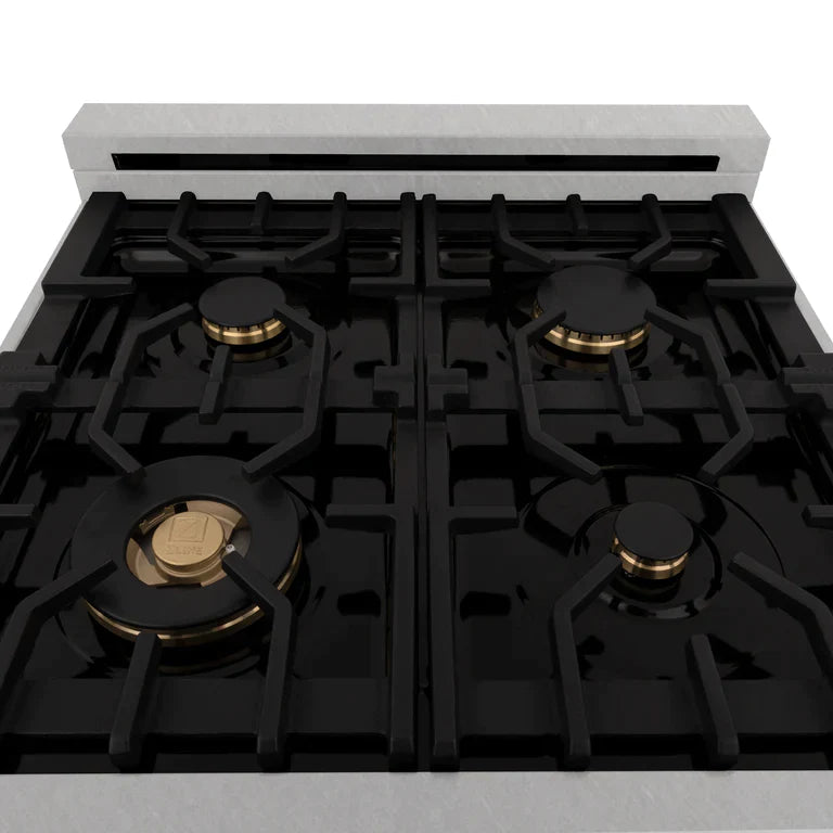 ZLINE Autograph Edition 24 in. Range with Gas Burner and Gas Oven in DuraSnow® Stainless Steel with White Matte Door and Matte Black Accents
