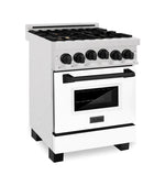 ZLINE Autograph Edition 24 in. Range with Gas Burner and Gas Oven in DuraSnow® Stainless Steel with White Matte Door and Matte Black Accents8