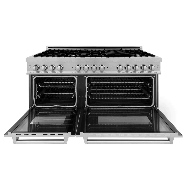 ZLINE 60 in. Professional Gas Burner and 7.6 cu. ft. Electric Oven in DuraSnow® Stainless 2