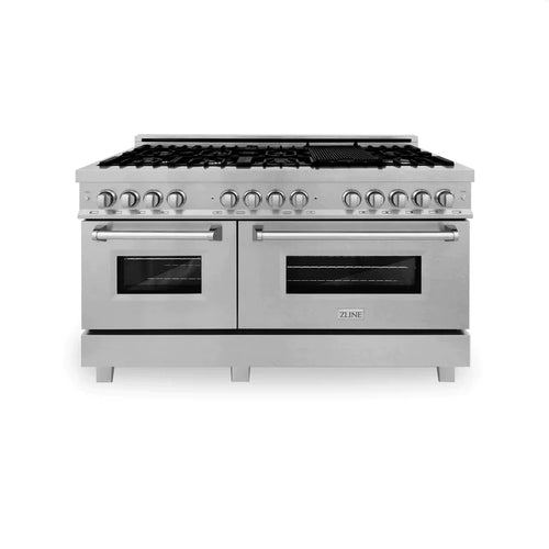 ZLINE 60 in. Professional Gas Burner and 7.6 cu. ft. Electric Oven in DuraSnow® Stainless 23