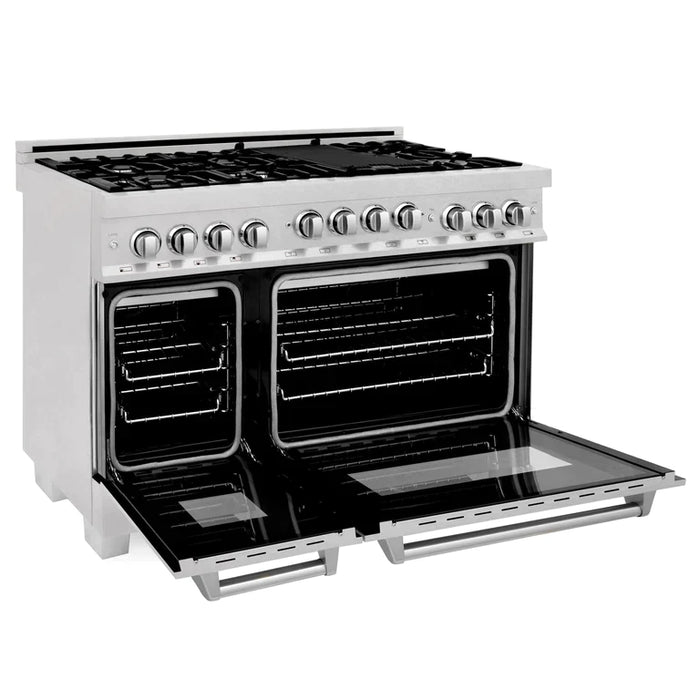 ZLINE 48" Range 6.0 cu. ft. with Gas Stove and Gas Oven in DuraSnow® Stainless Steel