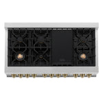 ZLINE Autograph Edition 48 in. Gas Range in DuraSnow® with White Matte Door and Champagne Bronze Accents3