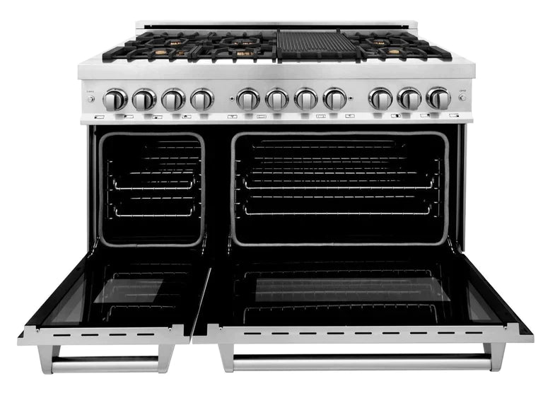 ZLINE 48 in. Professional Gas Burner/Electric Oven Stainless Steel Range with Brass Burners 1