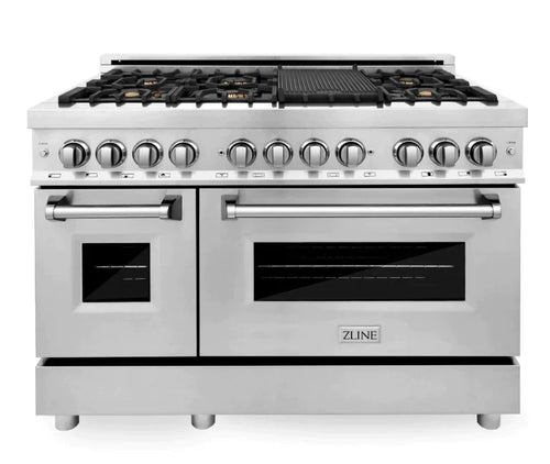 ZLINE 48 in. Professional Gas Burner/Electric Oven Stainless Steel Range with Brass Burners 10