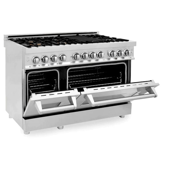 ZLINE 48 in. Professional Gas Burner/Electric Oven Stainless Steel Range with Brass Burners 2