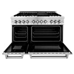 ZLINE Kitchen Package with Refrigeration, 48" Stainless Steel Gas Range, 48" Convertible Vent Range Hood and 24" Tall Tub Dishwasher4
