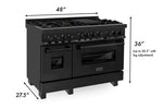 ZLINE 48 in. Professional Gas Burner/Gas Oven in Black Stainless with Brass Burners11