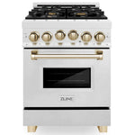 ZLINE Autograph Edition 24 in. Range with Gas Burner and Gas Oven in DuraSnow® Stainless Steel with Gold Accents6