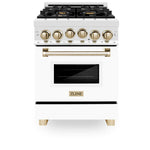 ZLINE Autograph Edition 24 in. Range with Gas Burner and Gas Oven in Stainless Steel with White Matte Door and Gold Accents2