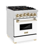 ZLINE Autograph Edition 24 in. Range with Gas Burner and Gas Oven in Stainless Steel with White Matte Door and Gold Accents 7