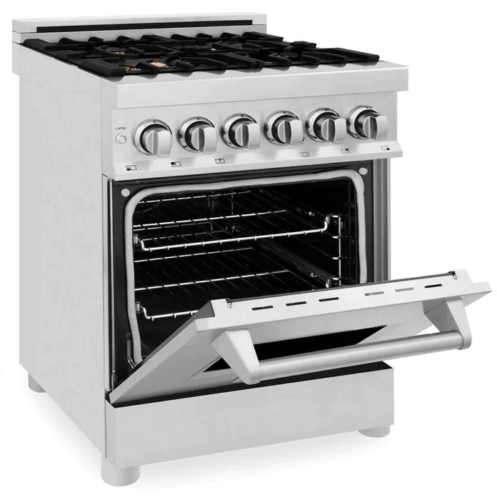 ZLINE 24 in. Professional Gas Burner/Electric Oven Stainless Steel Range with Brass Burners