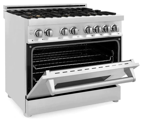ZLINE 36 in. Professional Gas Burner/Electric Oven Stainless Steel Range with Brass Burners 1