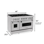 ZLINE 48 in. Professional Gas Burner/Electric Oven in DuraSnow® Stainless with 6.0 cu.ft. Oven15