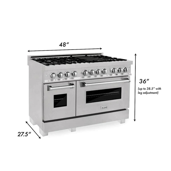 ZLINE 48 in. Professional Gas Burner/Electric Oven in DuraSnow® Stainless with 6.0 cu.ft. Oven 15