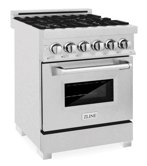 ZLINE 24 in. Professional Gas Burner/Electric Oven in DuraSnow® Range with Red Matte Door 2
