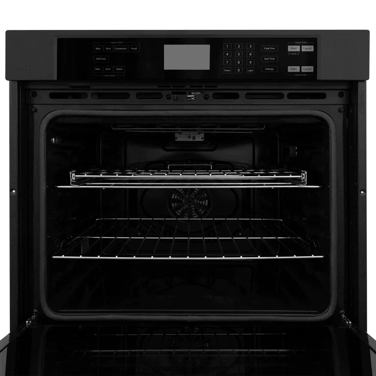 ZLINE Kitchen Package with 36" Black Stainless Steel Rangetop and 30" Double Wall Oven