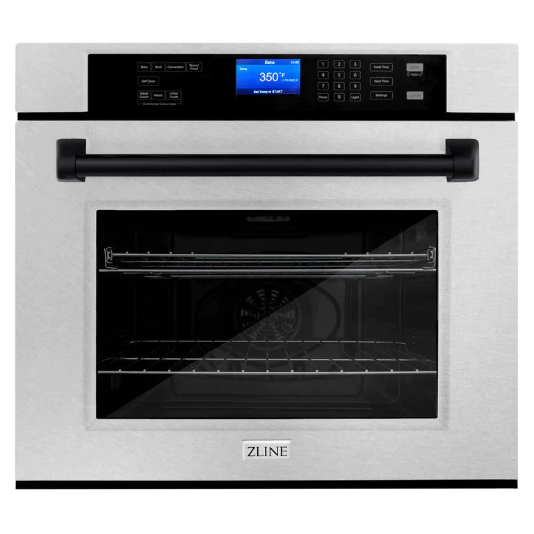 ZLINE 30 In. Autograph Edition Single Wall Oven with Self Clean and True Convection in DuraSnow® Stainless Steel and Matte Black 1