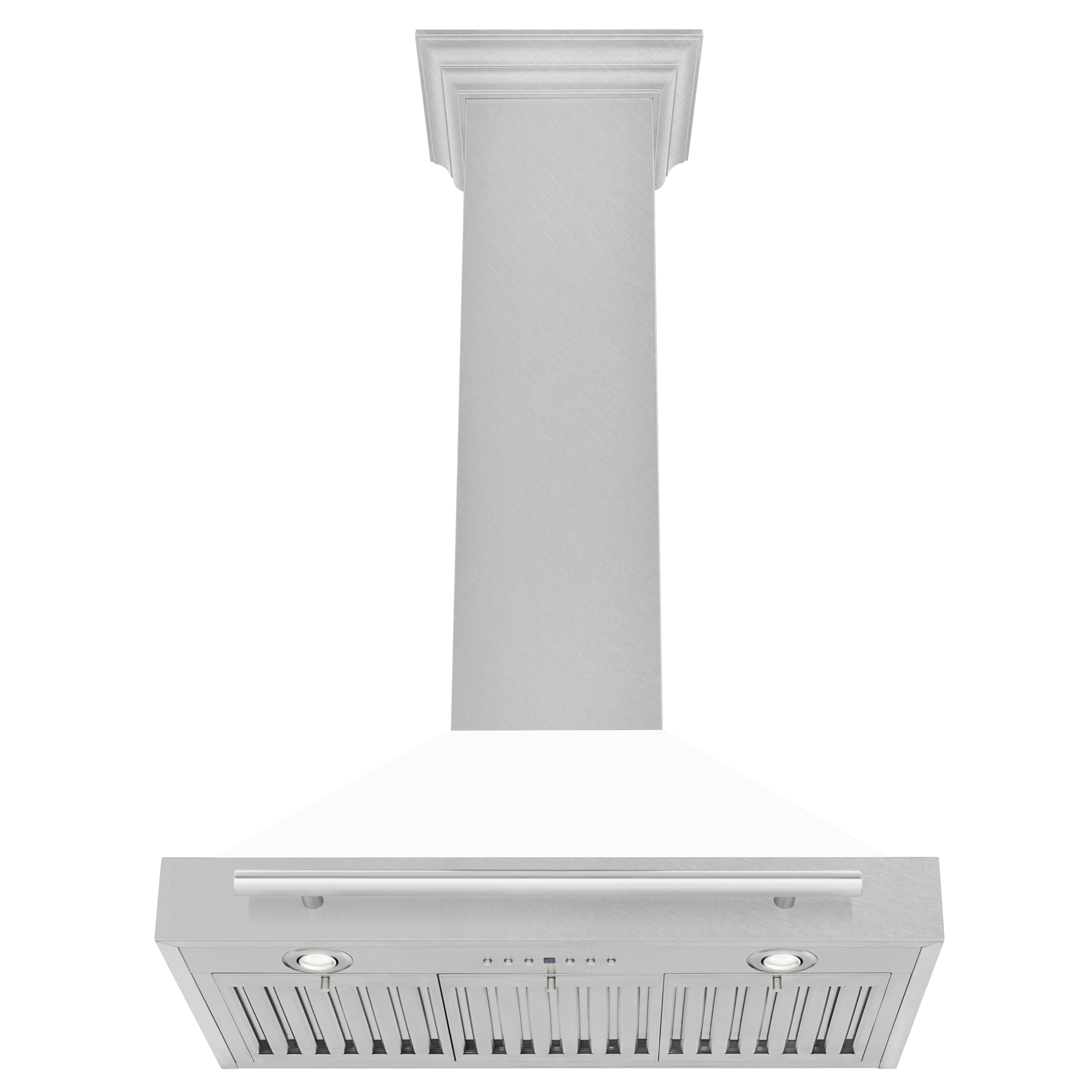 ZLINE 30 Inch DuraSnow® Stainless Steel Range Hood with White Matte Shell and Stainless Steel Handle, KB4SNX-WM-30 4
