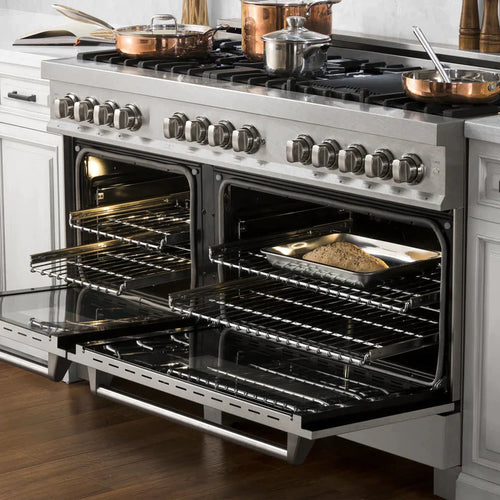 ZLINE 60 in. Professional Gas Burner and 7.6 cu. ft. Electric Oven in DuraSnow® Stainless 8