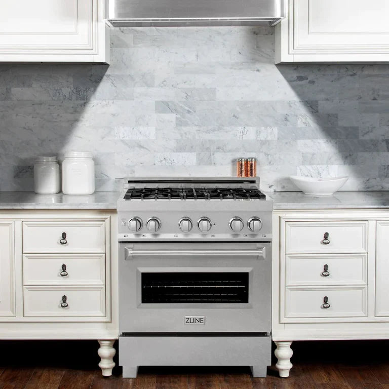 ZLINE Kitchen and Bath 30 in. Professional Gas Burner/Electric Oven in DuraSnow® Stainless